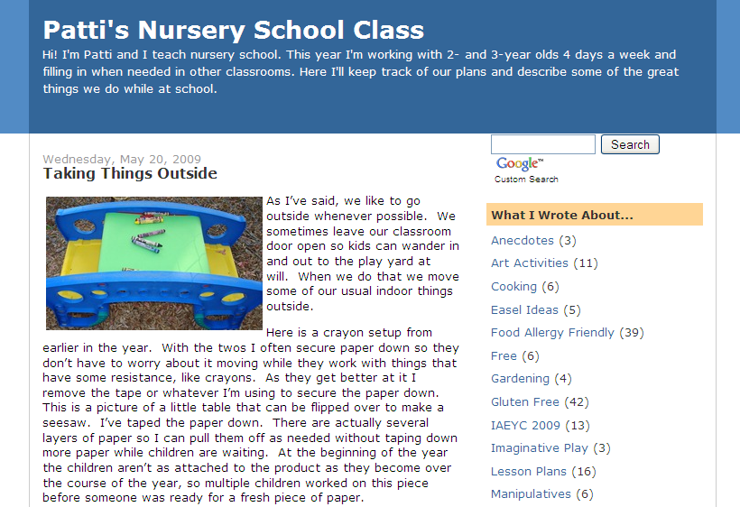 Patti’s Nursery School Class