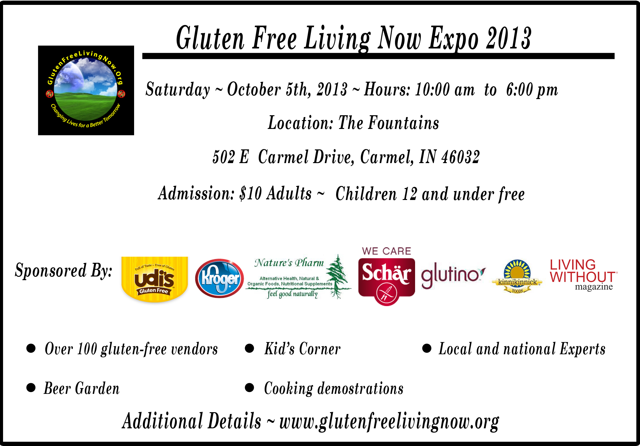 Gluten Free Living Now Expo October 5th in Indiana